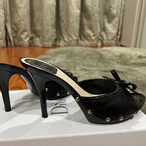 Dior Black Quilted Leather Studded Heel BRAND NEW